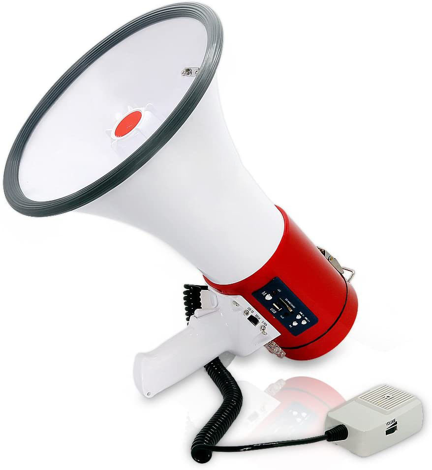 户外大功率50W手持可充电扩音喊话器USB插卡录音循环播放喇叭