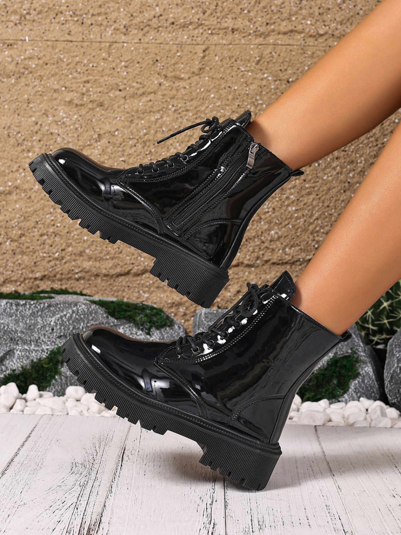 plus Size Lace-Up British Style Retro Martin Boots mid Heel Ankle Winter Cowboy Boots for Women_vogvips.com
