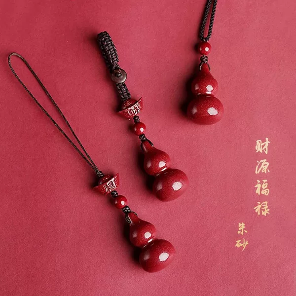 Cinnabar gourd pendant men's and women's necklace small pendant mobile phone chain car key chain hanging jewelry low content creative gift