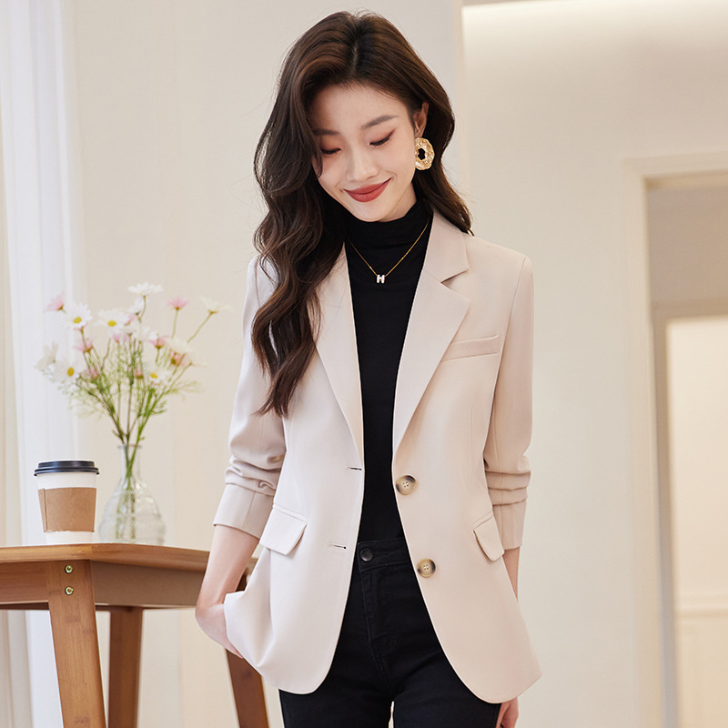 creamy-white Suit Jacket Women's Spring and Autumn New Slim-fit Slimming Commuter Casual Professional Commuter Dress Suit Top