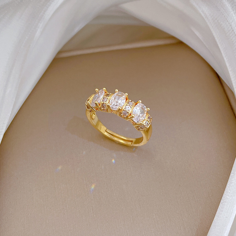 Adjustable Luxury Full Diamond Ring For Couples Silver Plated_voghion.com