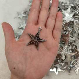 复古DIY手工锌合金饰品配件 五角星  穿皮绳扣吊坠女月亮星星不锈
