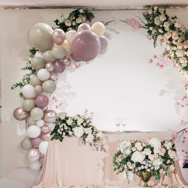 Meizhihai Bola de doble capa vintage rosa metal rosa globo dorado traje de cumpleaños boda arreglo tienda