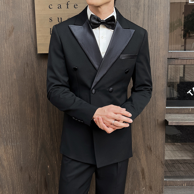 男性の春の反駁襟のダブルボタンのスーツのスーツのスーツのスーツの3つのセットの共同購入の卸売りのリスト