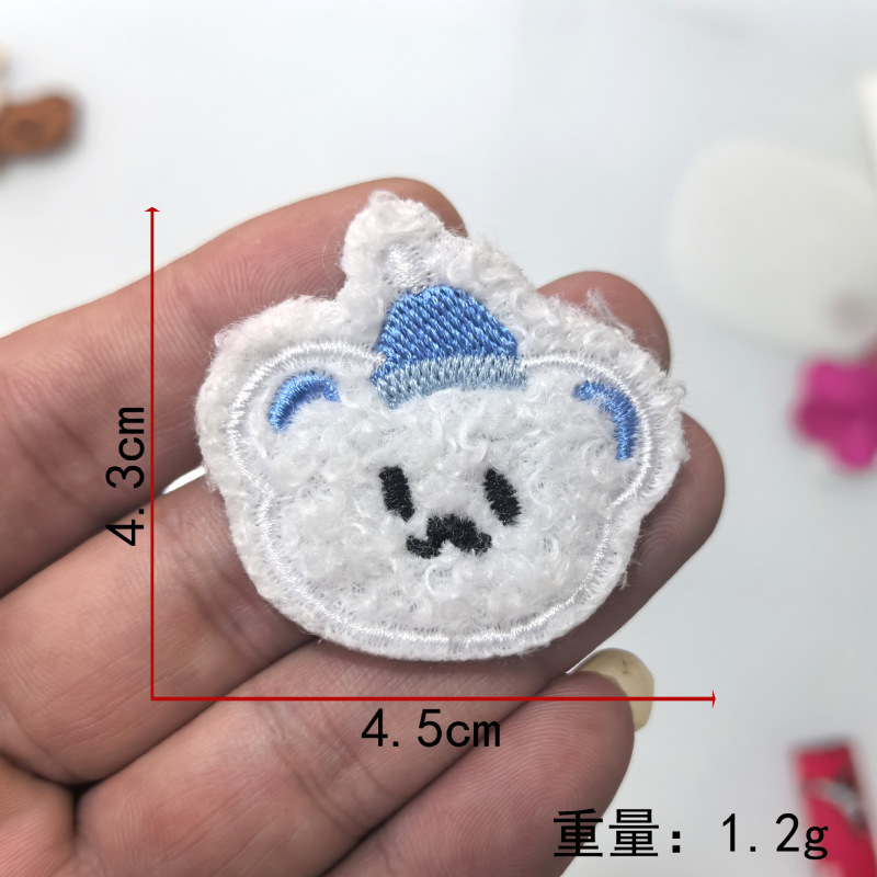 依绣自粘毛巾绣刺绣布贴 补丁贴装饰小动物可爱小熊儿童服装布贴|undefined