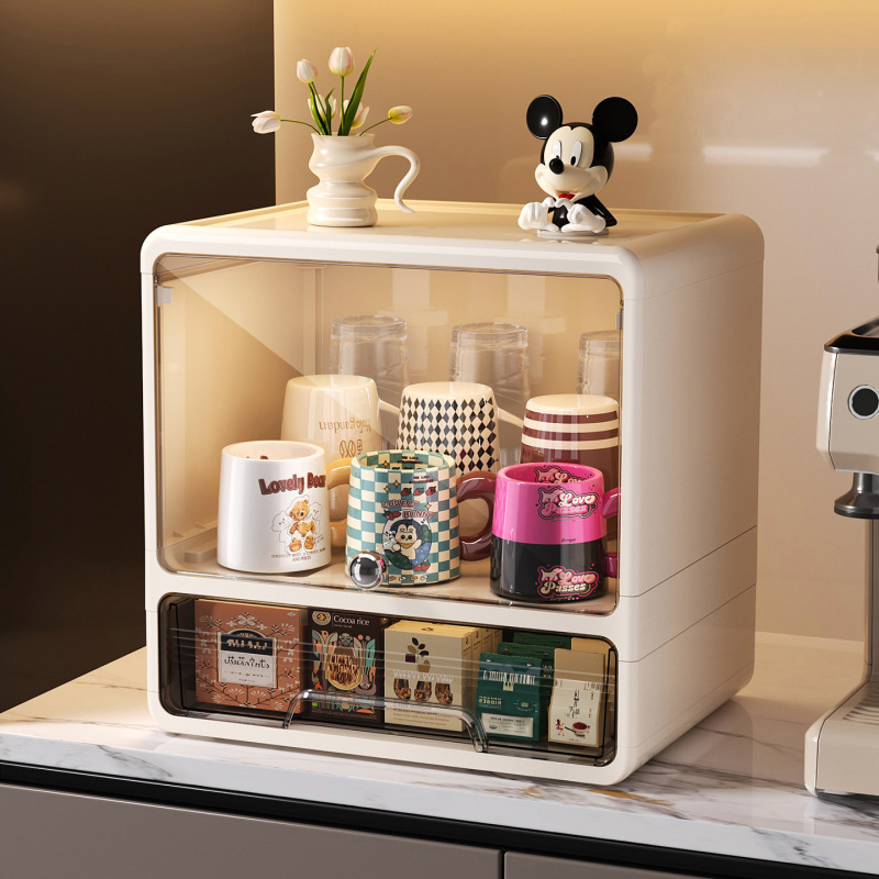 カップ収納ラックデスクトップティーカップウォーターカップホルダー防塵ティーセットマグコーヒーティーバッグ収納キャビネット新しいスタイル|undefined