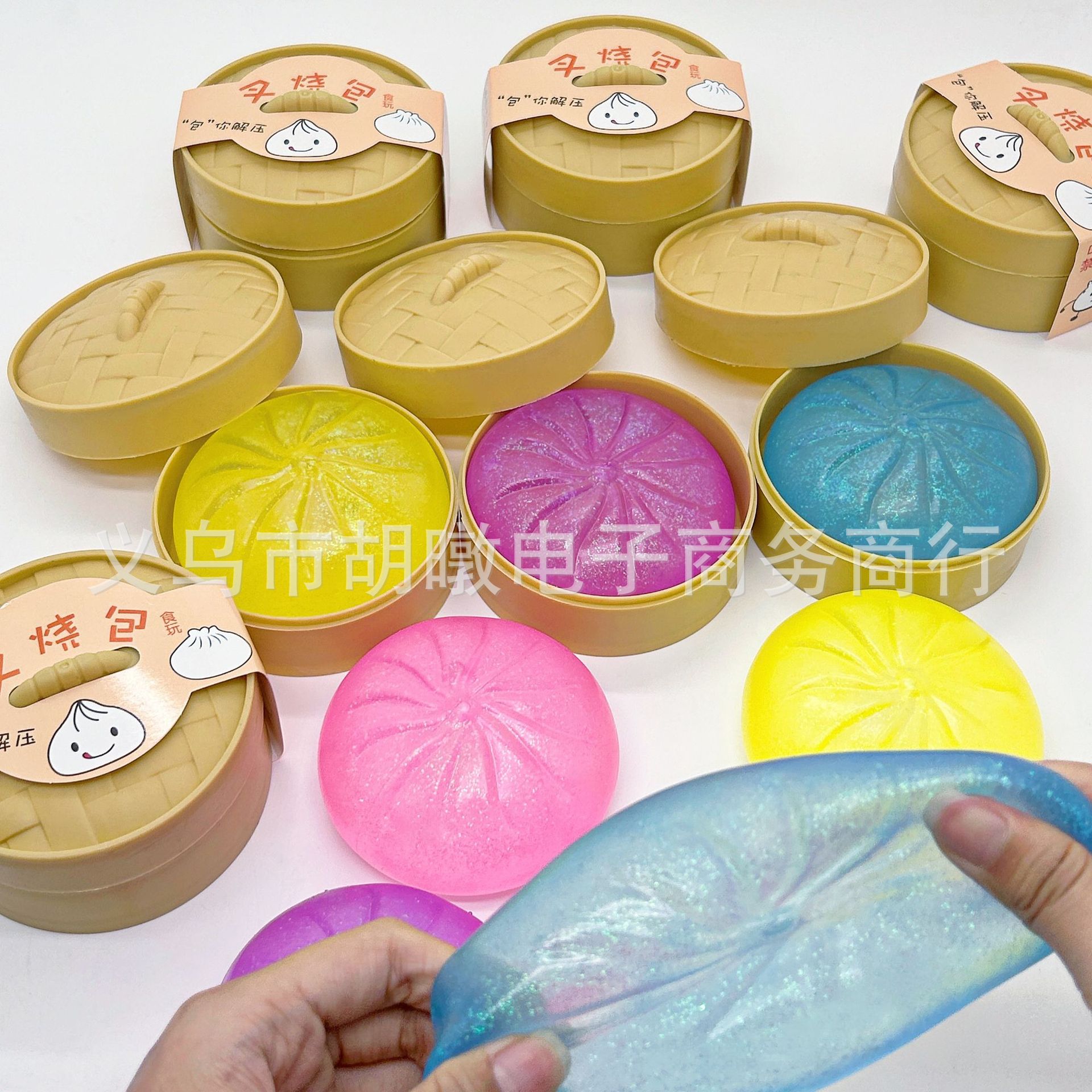 Polvo de oro, maltosa, simulación, forma de bollo, pellizco, bola de descompresión de ventilación de 9CM, juguete de descompresión de rebote lento al por mayor