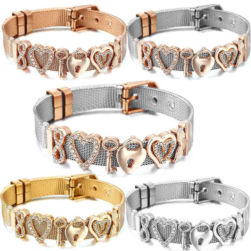 27g Weight Stainless Steel Strap Material Classic Style Infinity Heart Shape Stainless Steel Watch Strap