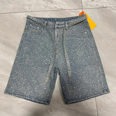 Men's denim shorts High-Quality American Rhinestone Denim