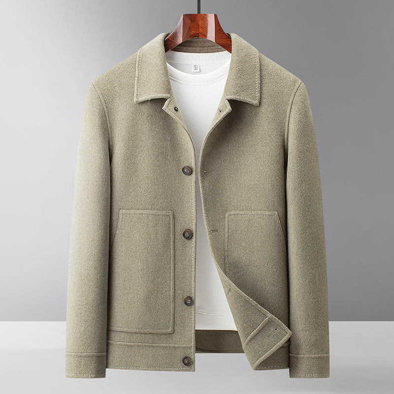 Men's Lapel Wool Jacket 2025 Autumn and Winter New Men's Youth Fashion Casual Easiest for Match Double-Sided Wool Jacket