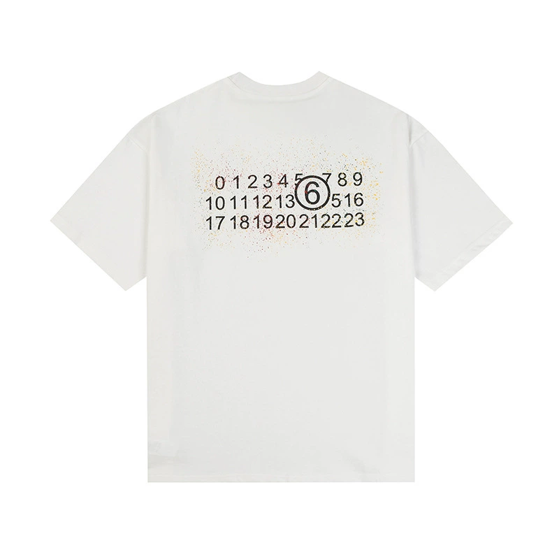 Maison Margiela 24SS коллекция MM6 цифровой узор круглый вырез мужской и женский модный бренд укороченный рукав футболка серия