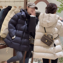 冬季新款羽绒服女中长款连帽加厚休闲简约保暖面包服羽绒外套上衣