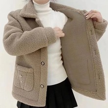 新款加绒加厚羊羔毛皮草妈妈装中长外套仿皮草保暖外套女