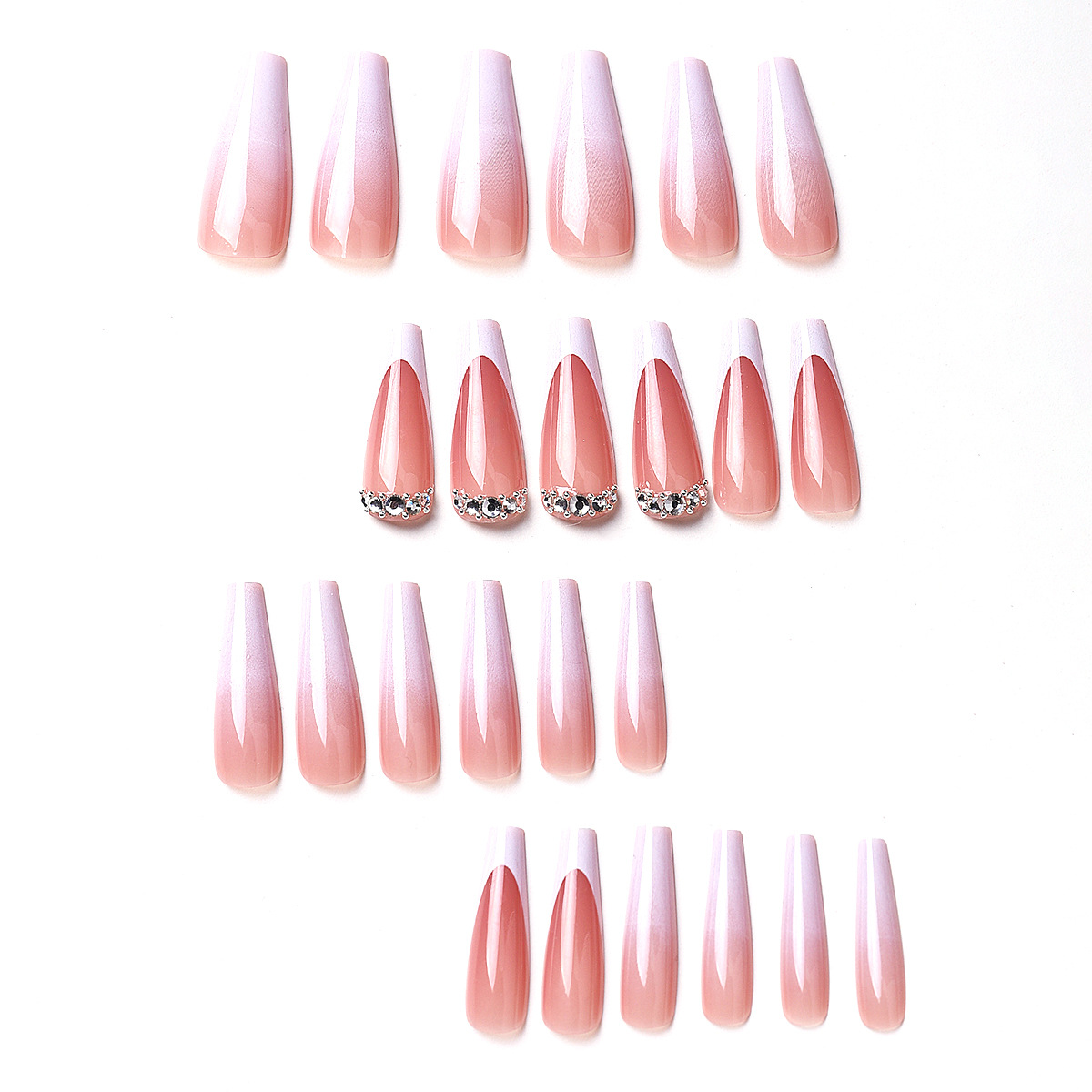 Fuente de fábrica directa transfronteriza Europa y los Estados Unidos punto de perforación de uñas rosado desgaste de manicure de alta calidad parche de manicure francés