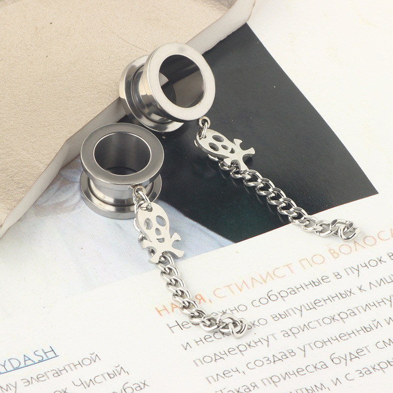Screw Head Chain Pendant Ear Amplifier Ear Expander 316L Surgical Steel Ear Piercing Jewelry Black 25mm detail image 7