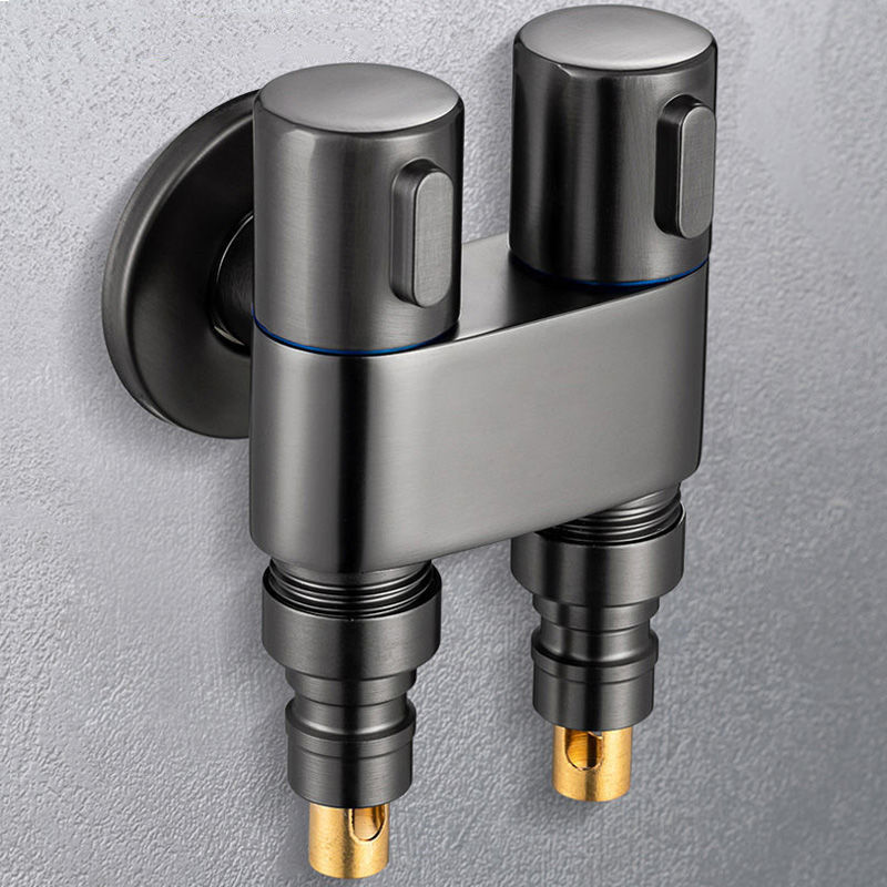 All copper one-in two-out washing machine double-control stop faucet double-use two-out dual-use faucet double-head angle valve integrated