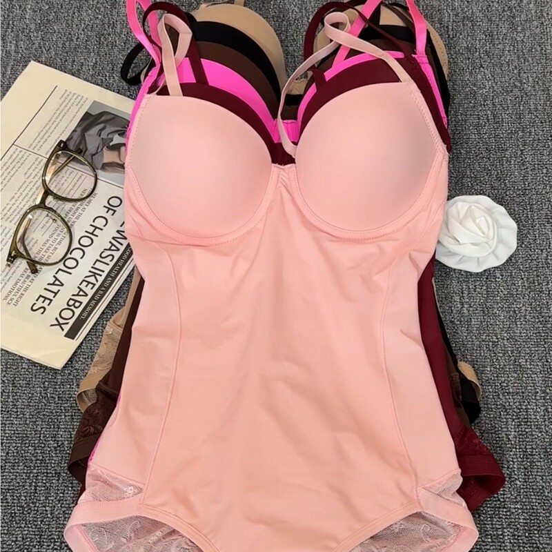 European and American Style Waist-Cinching Camisole Bra One-Piece Shapewear Tummy Control Triangle Bodysuit Thin Body Shaping Lingerie for Women