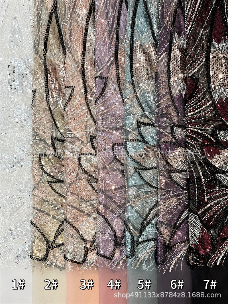 Industria pesada, cuentas, lentejuelas, telas, vestidos de moda, vestidos de baile, vestidos de cena para damas, telas bordadas, venta al por mayor transfronteriza