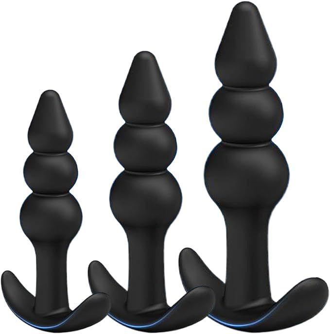 Silicone Small Three-Bead Anal Plug, Black Manual Anal Beads for Adult Use — detail image 8