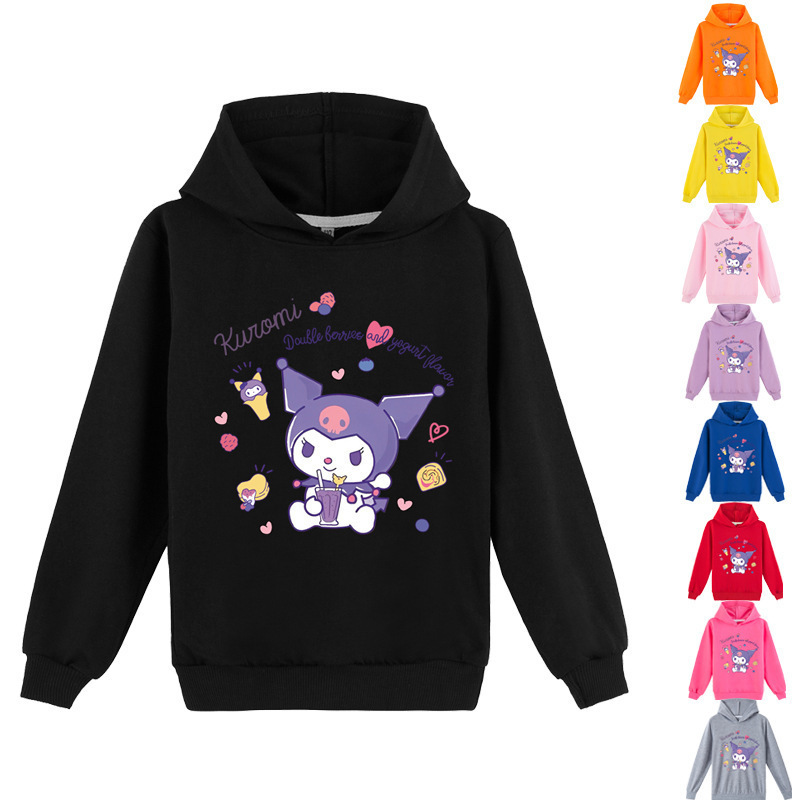 Cross-Border E-Commerce Children's Clothing Printed Fashion Kuromi Hoodie Sweatshirt K622 Gray Black Cross-Border E-Commerce Children's Clothing Printed Fashion Kuromi Hoodie Sweatshirt K622 Gray Black