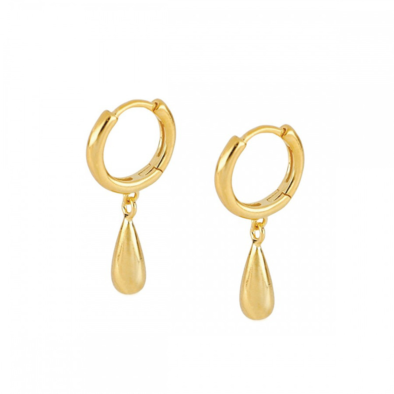 S925 Silver Needle European and American Style Drop-Shaped Pendant Earrings for Women, Minimalist Style, Personality Geometric Circle, High-End Hoop Earrings