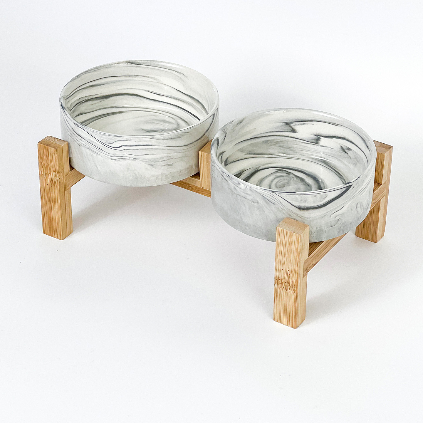 Mascota perro comida tazón gato tazón de cerámica gato tazón aumento de bambú marco protección columna cervical beber tazón anti-golpe