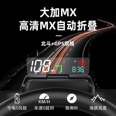 Big Plus Car Universal Electric Folding Lifting hud Head-up Display Car GPS Speed Electronic Dog Navigator (Vehicle HUD)