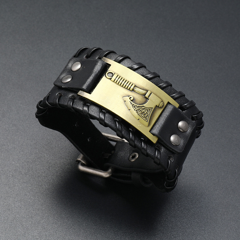 fashion Viking axe leather weaving bracelet