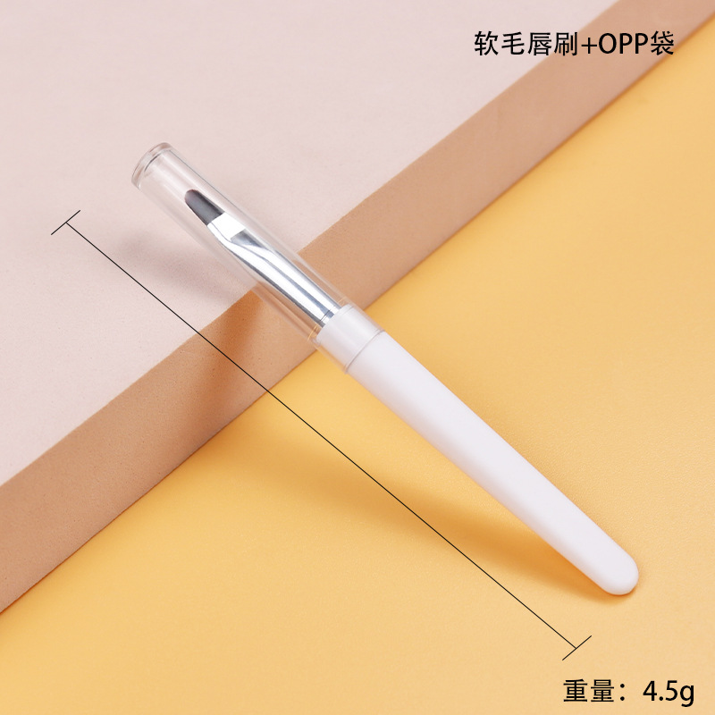 Traje de cepillo de maquillaje portátil blanco con cubierta de polvo transparente ultrafina cuchilla ángulo ceja cepillo delineador de ojos fino cepillo