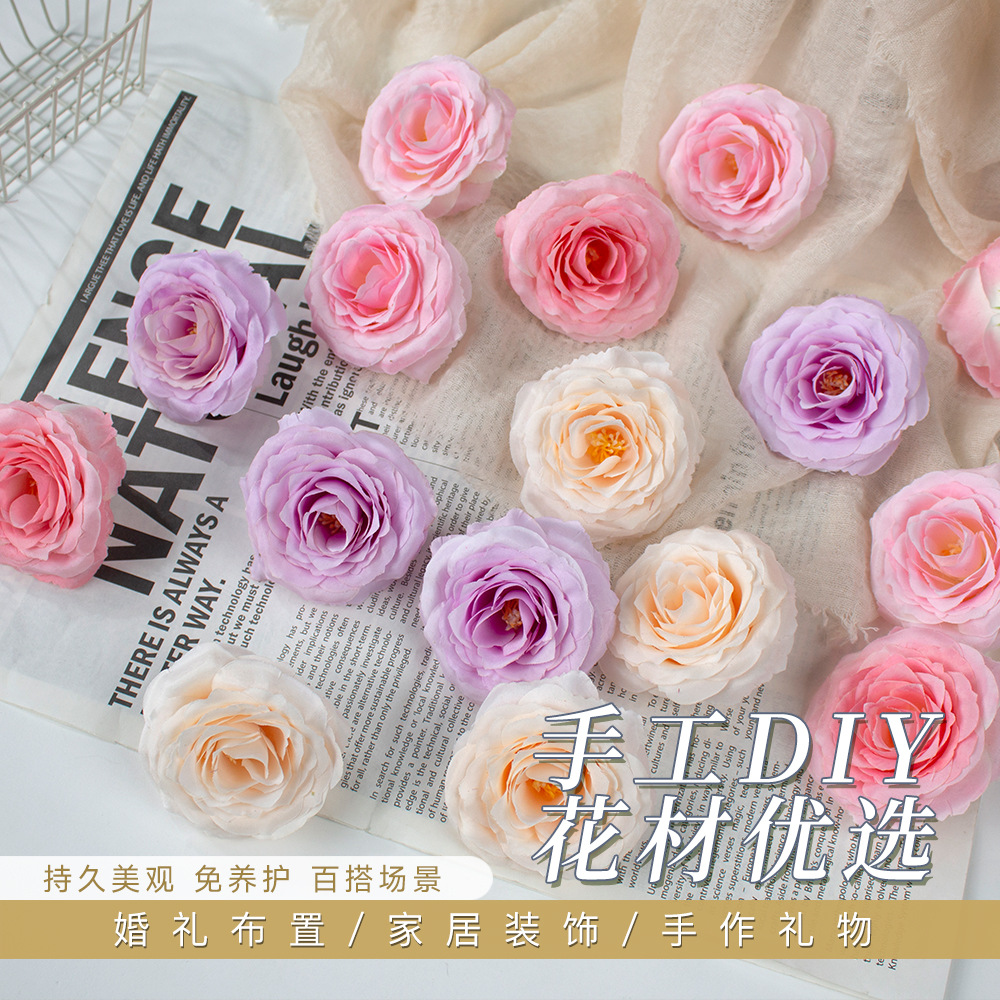 泡泡玫瑰花头婚庆婚礼堂朵绢花diy手工花环头饰胸花彩礼礼盒装饰