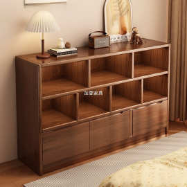 实木书柜置物架落地储物柜靠墙一体幼儿园客厅矮柜子展示柜小书架