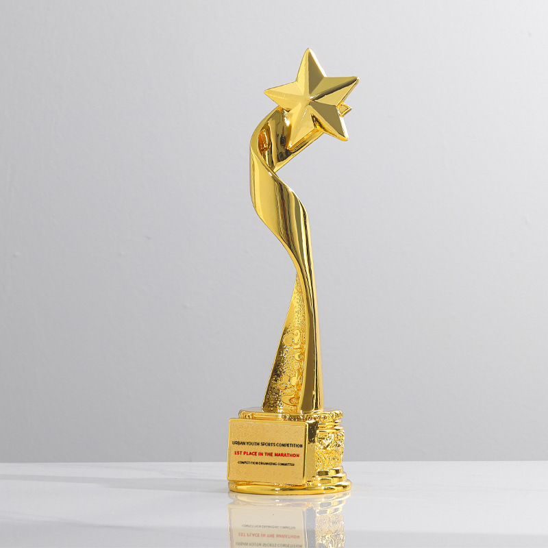 Trofeo de cristal de resina creativo, premios de producción, premios de competición deportiva de gran venta, recuerdos de reuniones anuales de empresa chapados en oro
