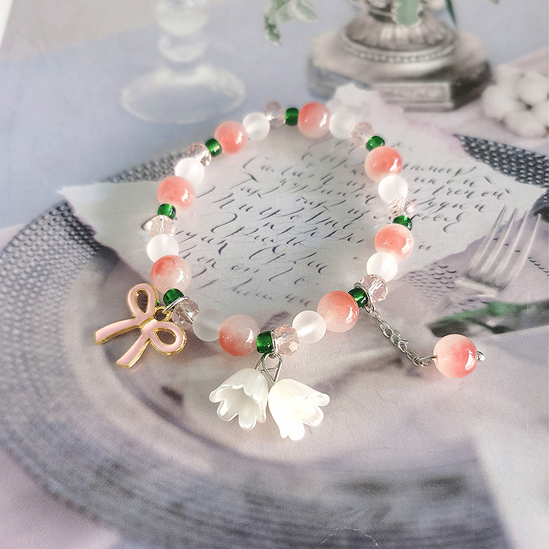 Colorido arco orquídea pulsera de cuentas hechas a mano novias femeninas estilo antiguo nueva primavera Linda novela pulsera del todo fósforo lote