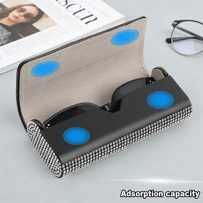 New Style Diamond-Encrusted Double Oval Glasses Case with a High-End Feel, Portable Anti-Pressure Sunglasses Case, Myopia Glasses Storage Box Wholesale