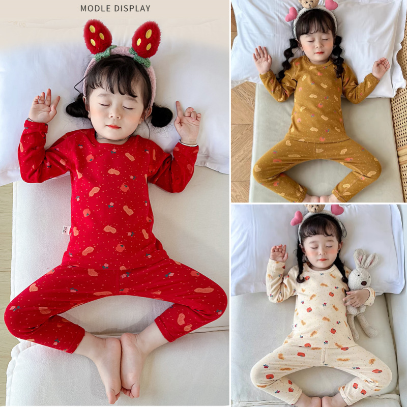 女童内衣套睡衣秋冬德绒磨毛保暖家居服儿童秋衣秋裤新款打底中厚