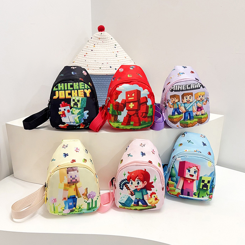 Cross-Border Hot-Selling Product: Minecraft Children's Bag, Cartoon Cute Crossbody Bag for Boys and Girls, Lightweight Small Backpack for Outings