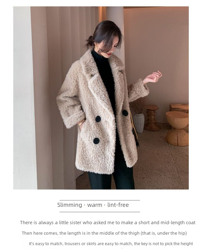Winter mid-length fleece coat for women 2023 new suit collar lambswool fur integrated granular fleece coat_voghion.com