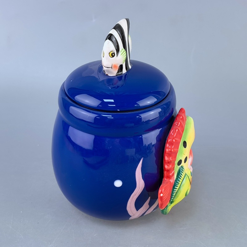 Cavallo de mar cerámico transfronterizo dibujado a mano en relieve tanque de azúcar tanque de almacenamiento estilo europeo adorable serie marino modelado suministros de cocina