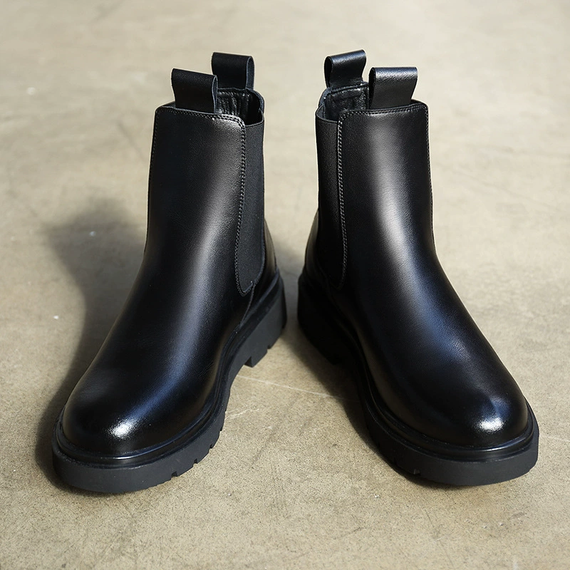 Челси‑ботинки (Martens), натуральная кожа, на меху, платформа, средняя высота