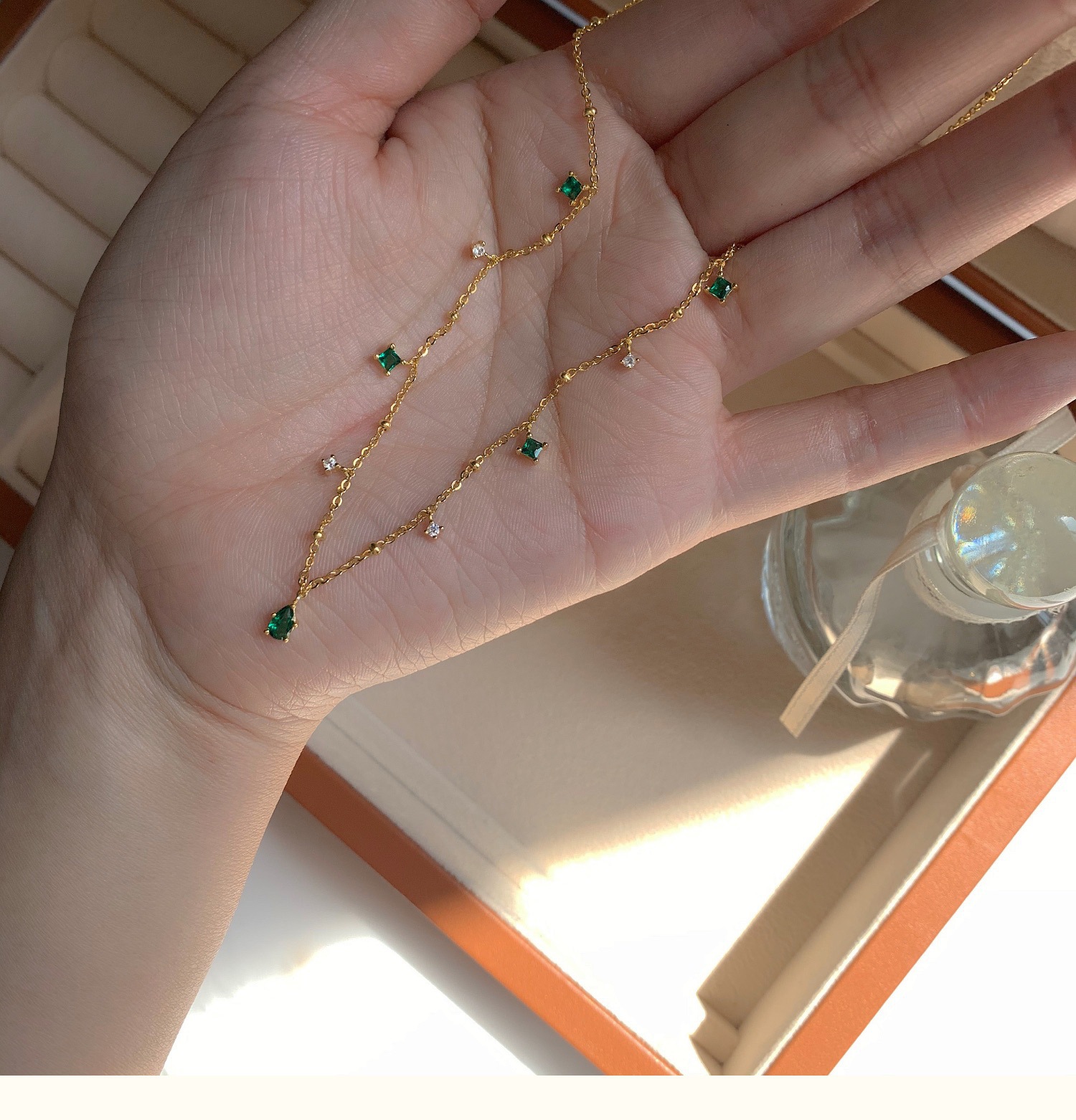 cable chain Chain Type 1 Piece Quantity Simple Style Water Droplets Copper White Gold Plated Gold Plated Zircon Pendant Necklace In Bulk
