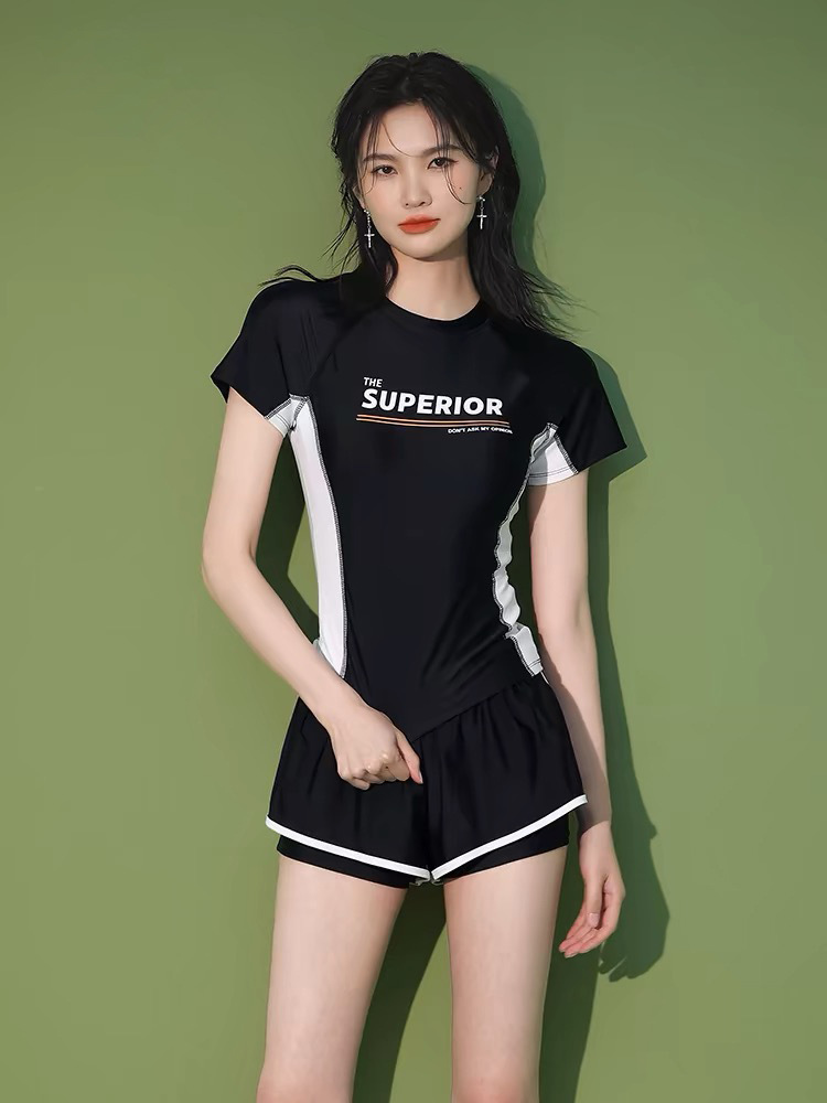 trajes de baño de mujer divididos 2024 nuevo estilo de verano piscina especial adelgazamiento cubrir el abdomen conservador deportes trajes de baño de ángulo plano mujeres