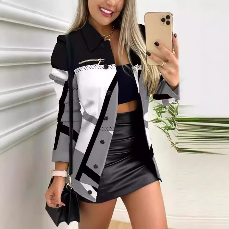 2024 autumn and winter new Amazon small suit new long sleeve single-breasted lapel small coat shirt women's top 2024 autumn and winter new Amazon small suit new long sleeve single-breasted lapel small coat shirt women's top
