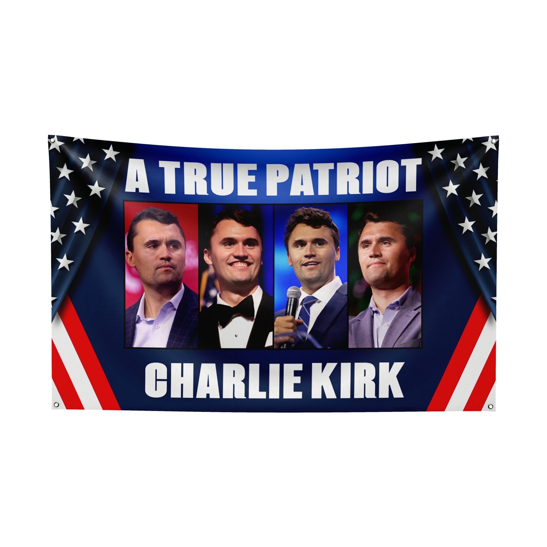 Charlie Kirk A True Patriot美国爱国主题人物旗帜涤纶印花挂布