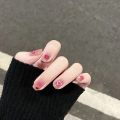穿戴式指甲貼短款桃心穿戴甲甲片指甲片可拆卸 指甲貼片 成品Y23