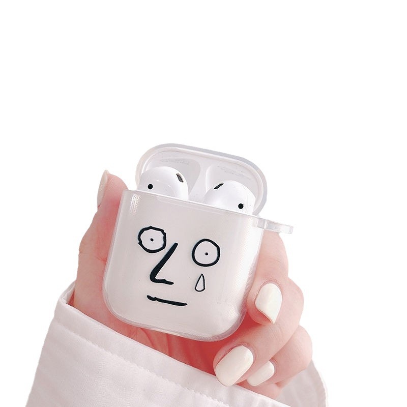 Personalidad simple payaso emoticon para airpods4 Apple auriculares bluetooth pro3 cubierta transparente cubierta suave