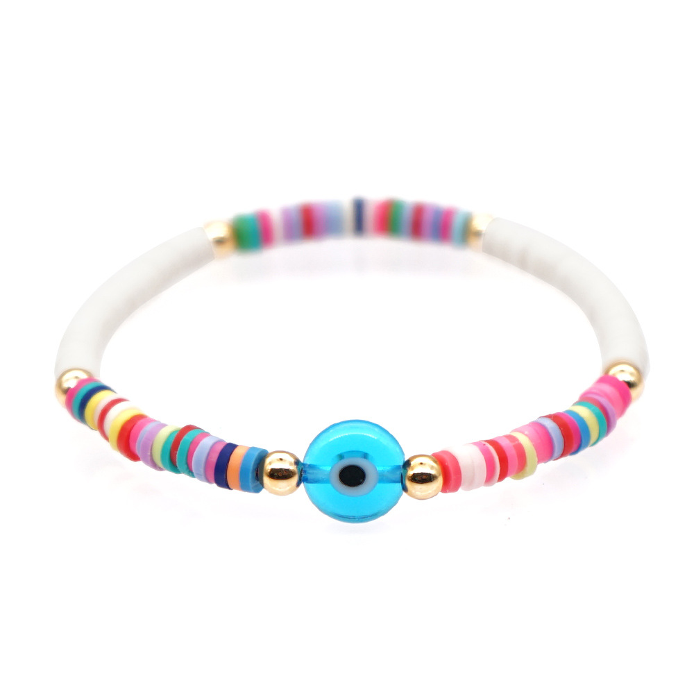 Bohemian Multicolor Glazed Eye Beaded Bracelet display picture 3