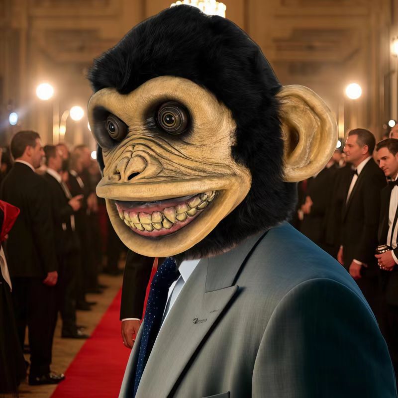 2025 Halloween nueva máscara de látex animal orangutan transmisión en vivo extraña Cos artefacto animal monstruo manga de cabeza de mono
