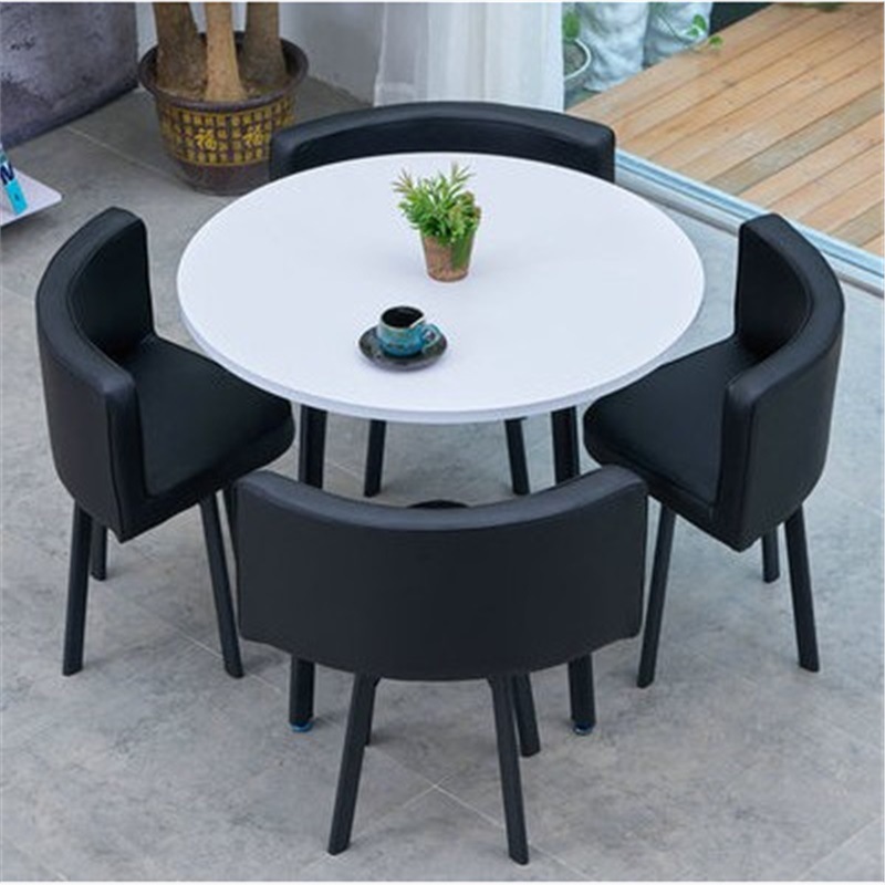 버건디 라운드 화이트 블랙 의자