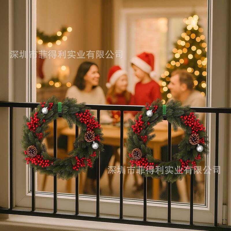 Fumin Da Christmas Wreath Rope Decoration, Reverse-Fastening Tie Straps for Railings, Christmas Light Velcro Tie Straps