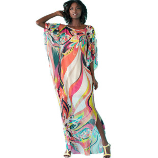 Wholesale Cross-border Explosions Chiffon Printed Beach Blouse Turkey Robe Holiday Sunscreen Bikini Outer Blouse